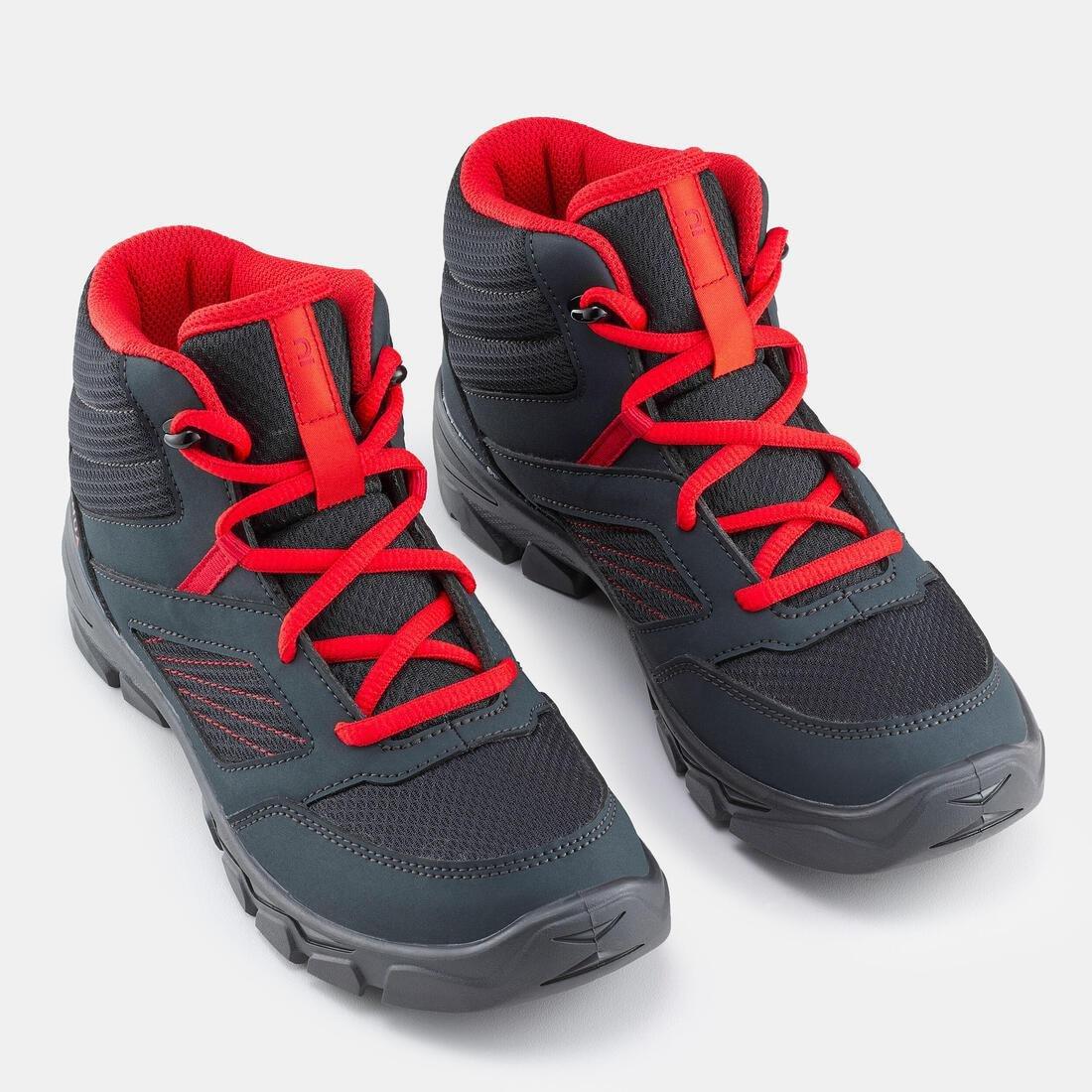 Kids Boy Lace-Up Hiking Shoes Mh100 Mid From Size 2 To 5, Grey, , large image number 3