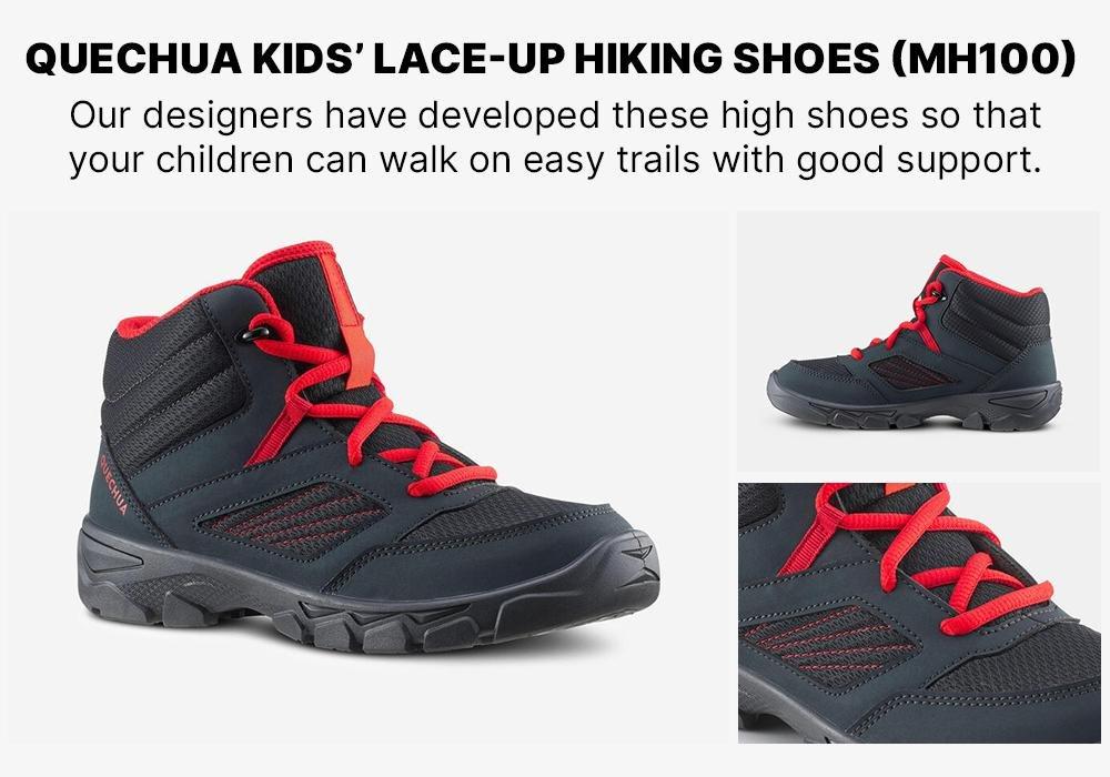 Kids Boy Lace-Up Hiking Shoes Mh100 Mid From Size 2 To 5, Grey, , large image number 8