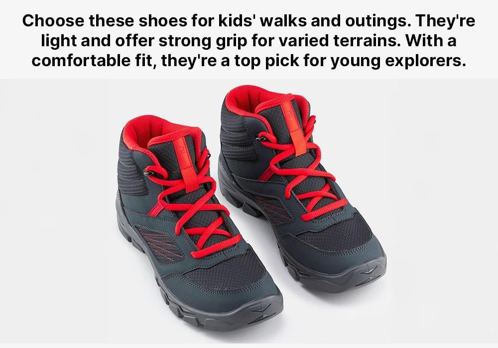 Kids Boy Lace-Up Hiking Shoes Mh100 Mid From Size 2 To 5, Grey, , large image number 9