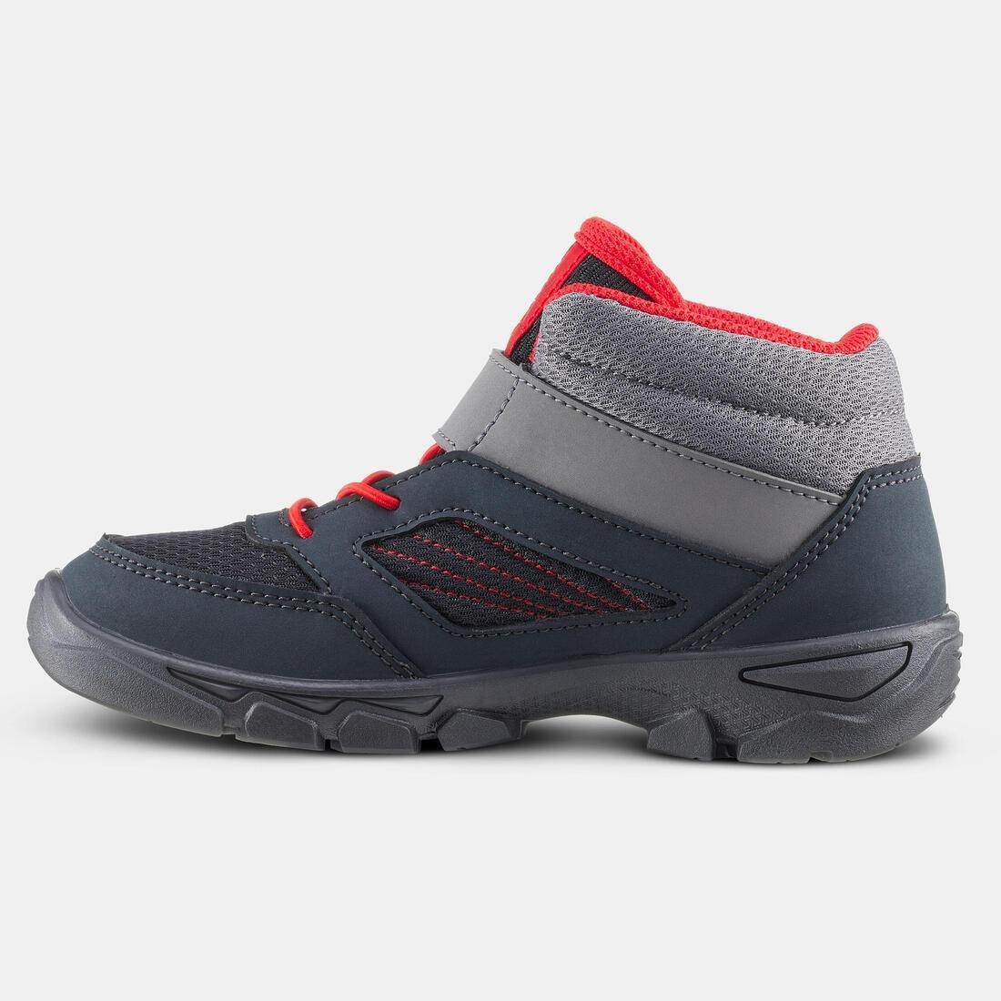 Kids Boy Hiking Shoes With Rip-Tab Mh100 Mid From Jr Size 7 To Size 2, Grey, , large image number 1