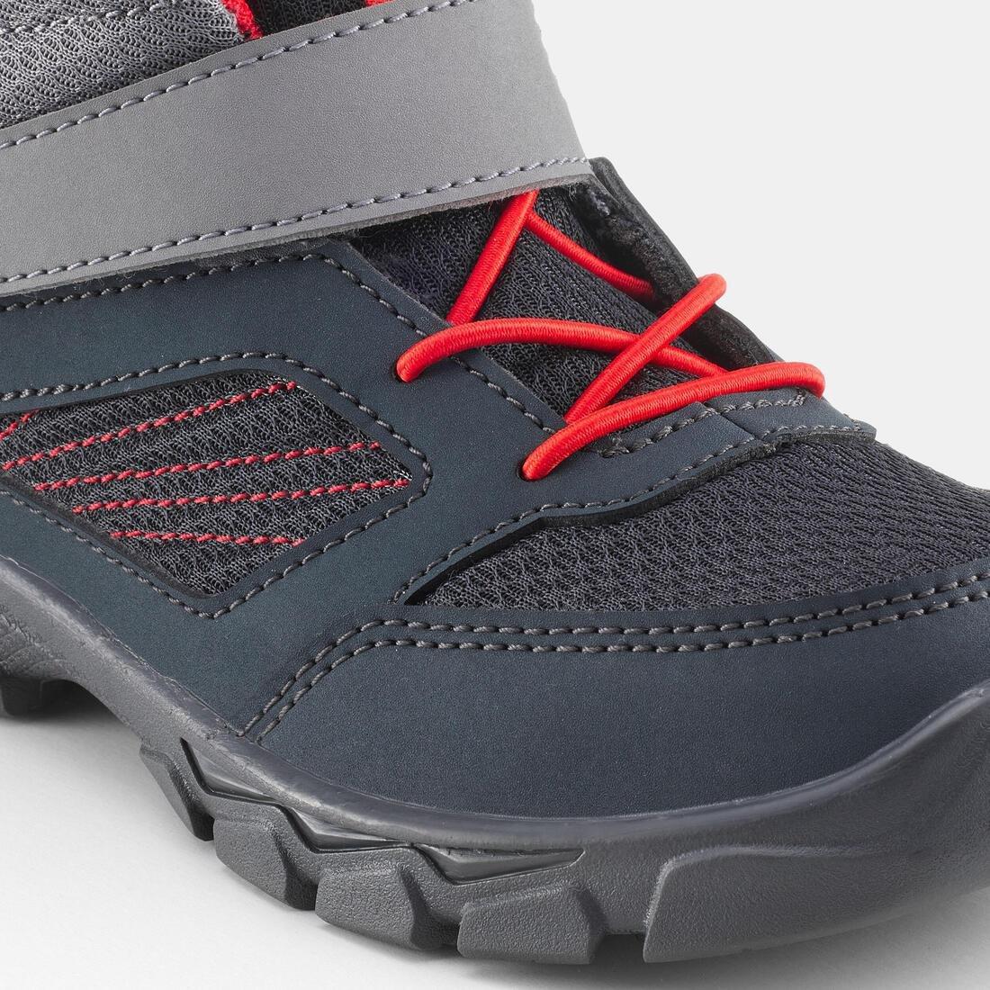 Kids Boy Hiking Shoes With Rip-Tab Mh100 Mid From Jr Size 7 To Size 2, Grey, , large image number 4