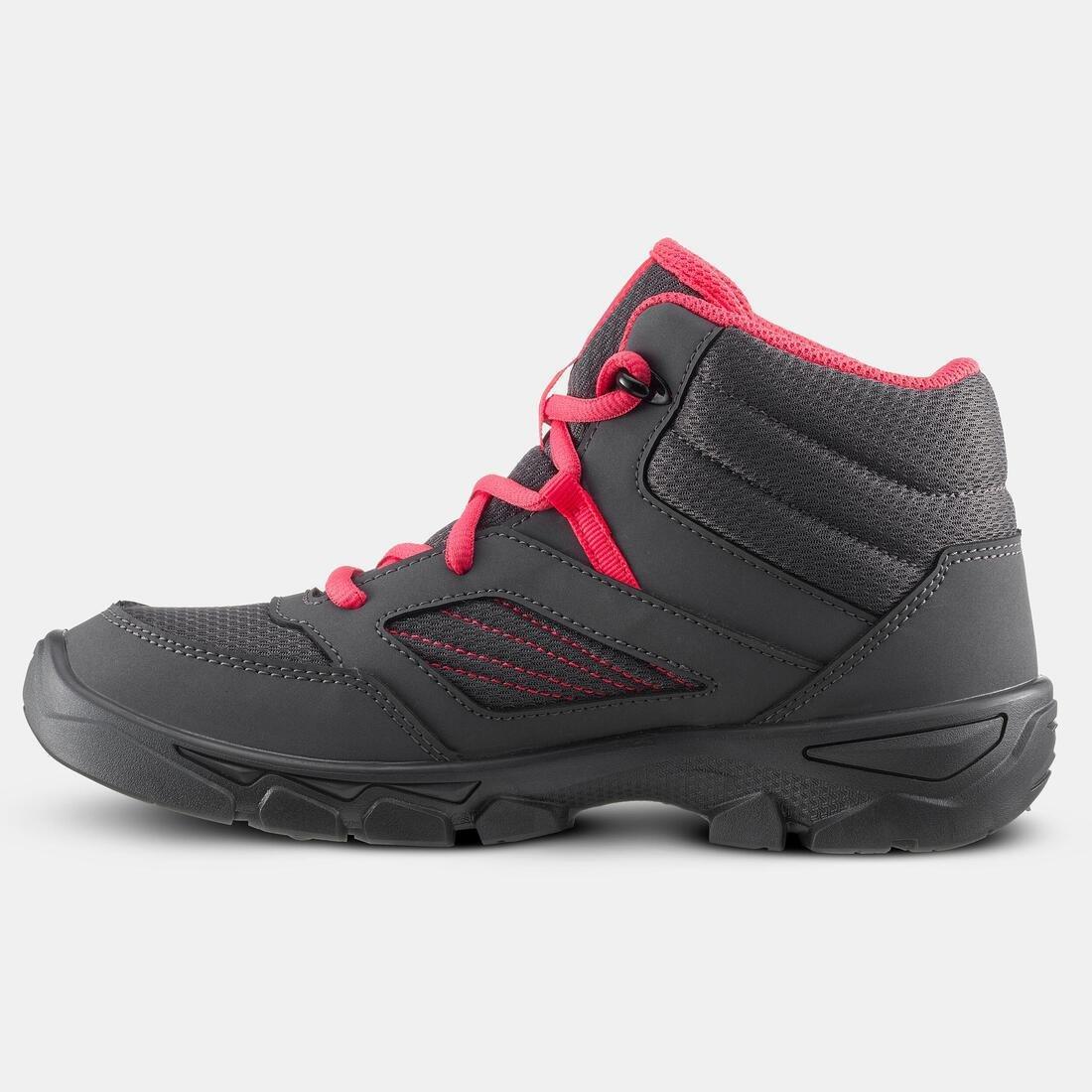 Kids Girls Lace-Up Hiking Shoes Mh100 Mid From Size 2 To 5, Grey, , large image number 1