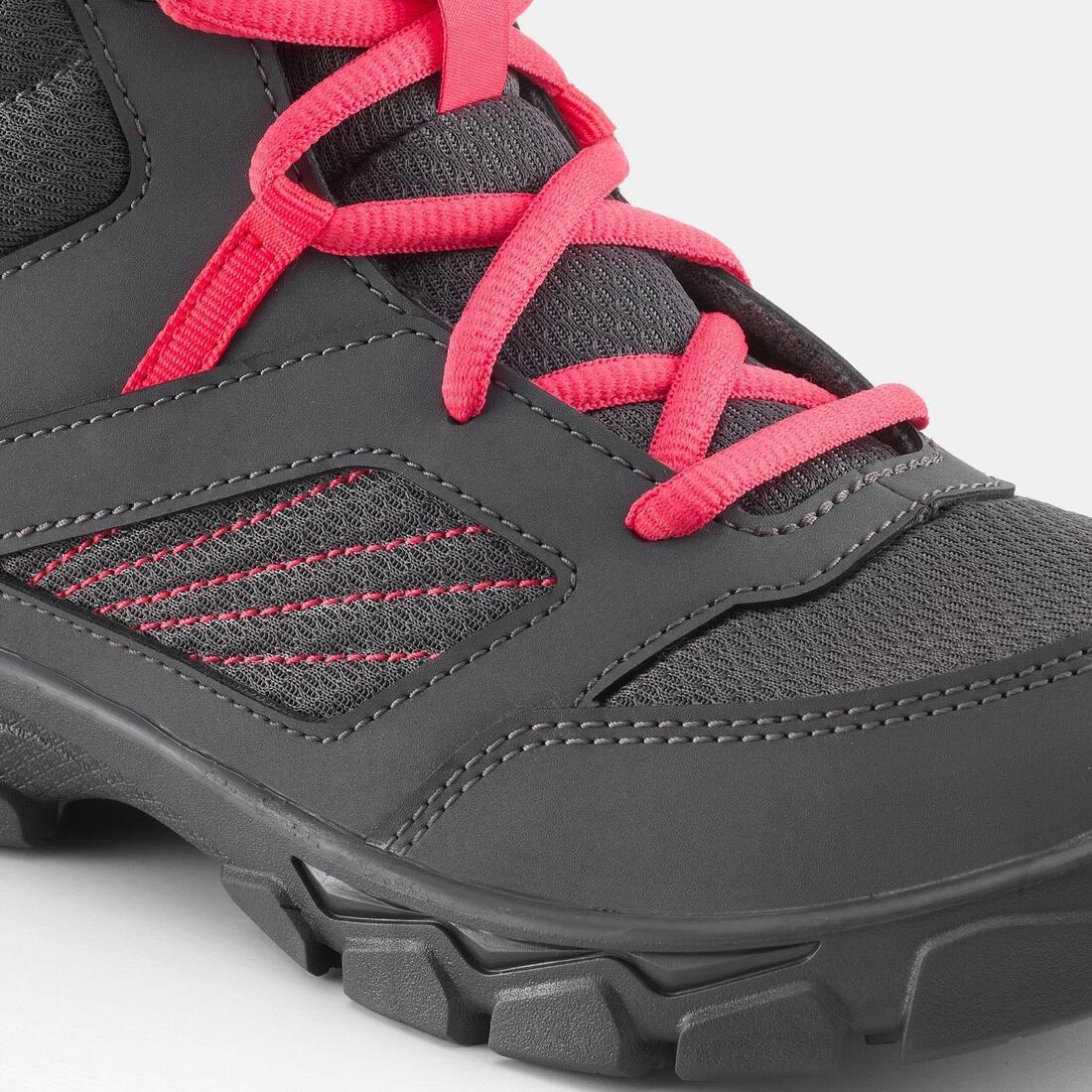 Kids Girls Lace-Up Hiking Shoes Mh100 Mid From Size 2 To 5, Grey, , large image number 4