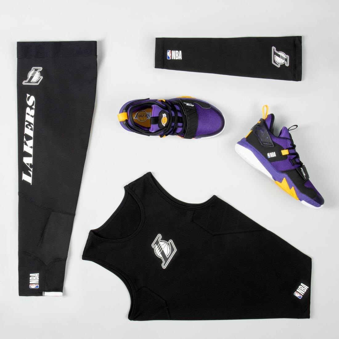 Boys'/Girls' Capri Basketball Leggings - NBA Los Angeles Lakers, Black, No Color, large image number 4