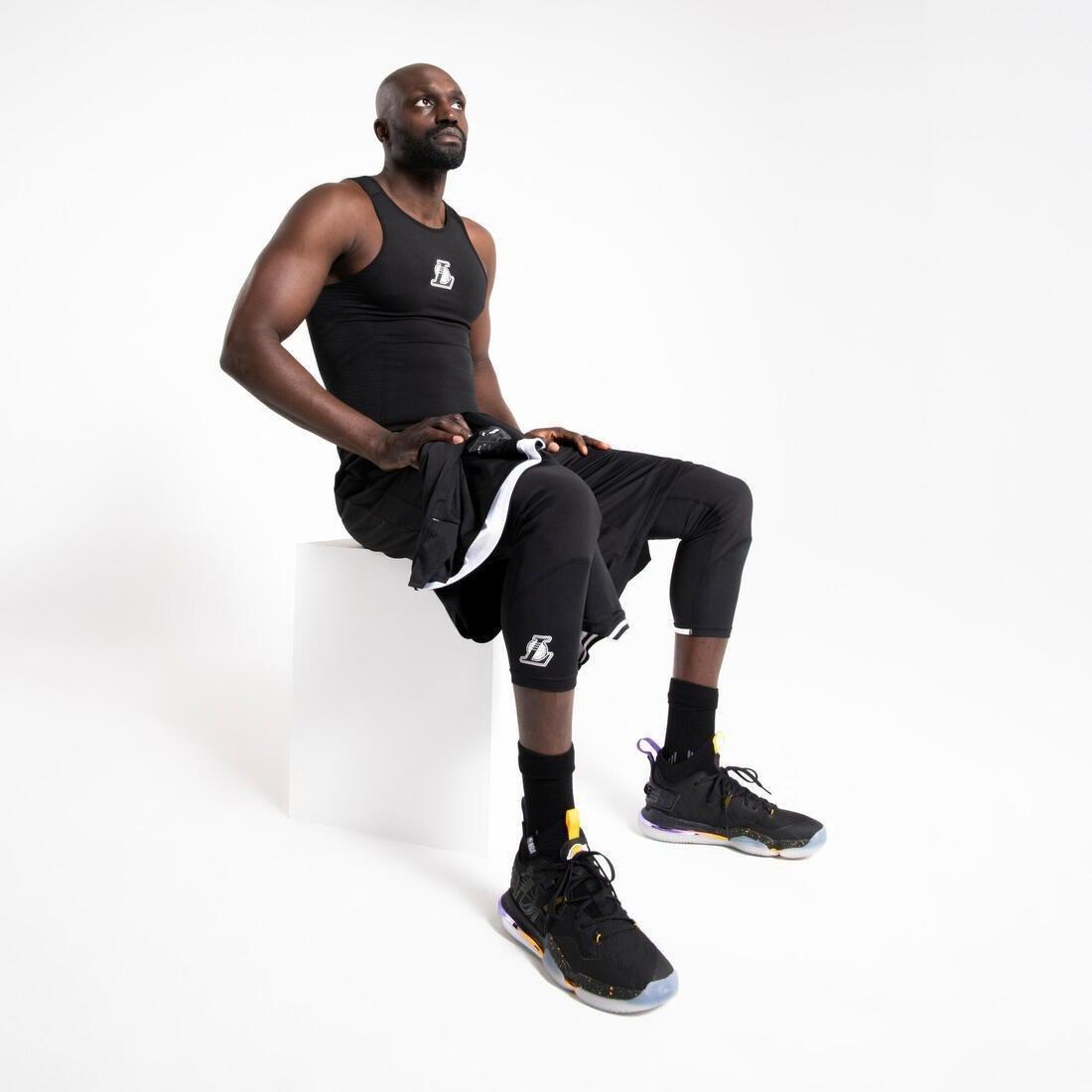 Men's Base Layer Capri Basketball Leggings, Black, No Color, large image number 9