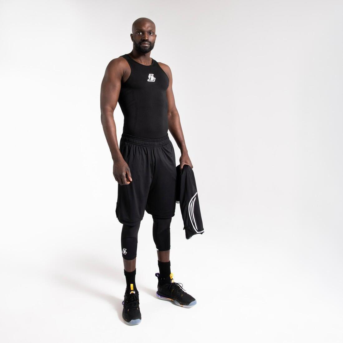 Men's Base Layer Capri Basketball Leggings, Black, No Color, large image number 10