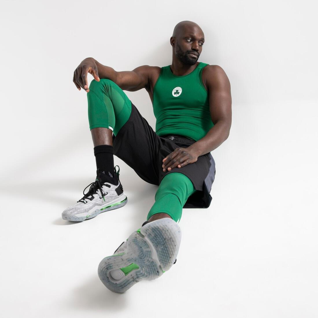 Men's Slim Fit Basketball Base Layer Jersey Ut500, Everglade, No Color, large image number 12