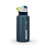 QUECHUA - Aluminium Hiking Water Bottle 900 Instant Cap with Straw 0.6 Litre, Dark petrol blue