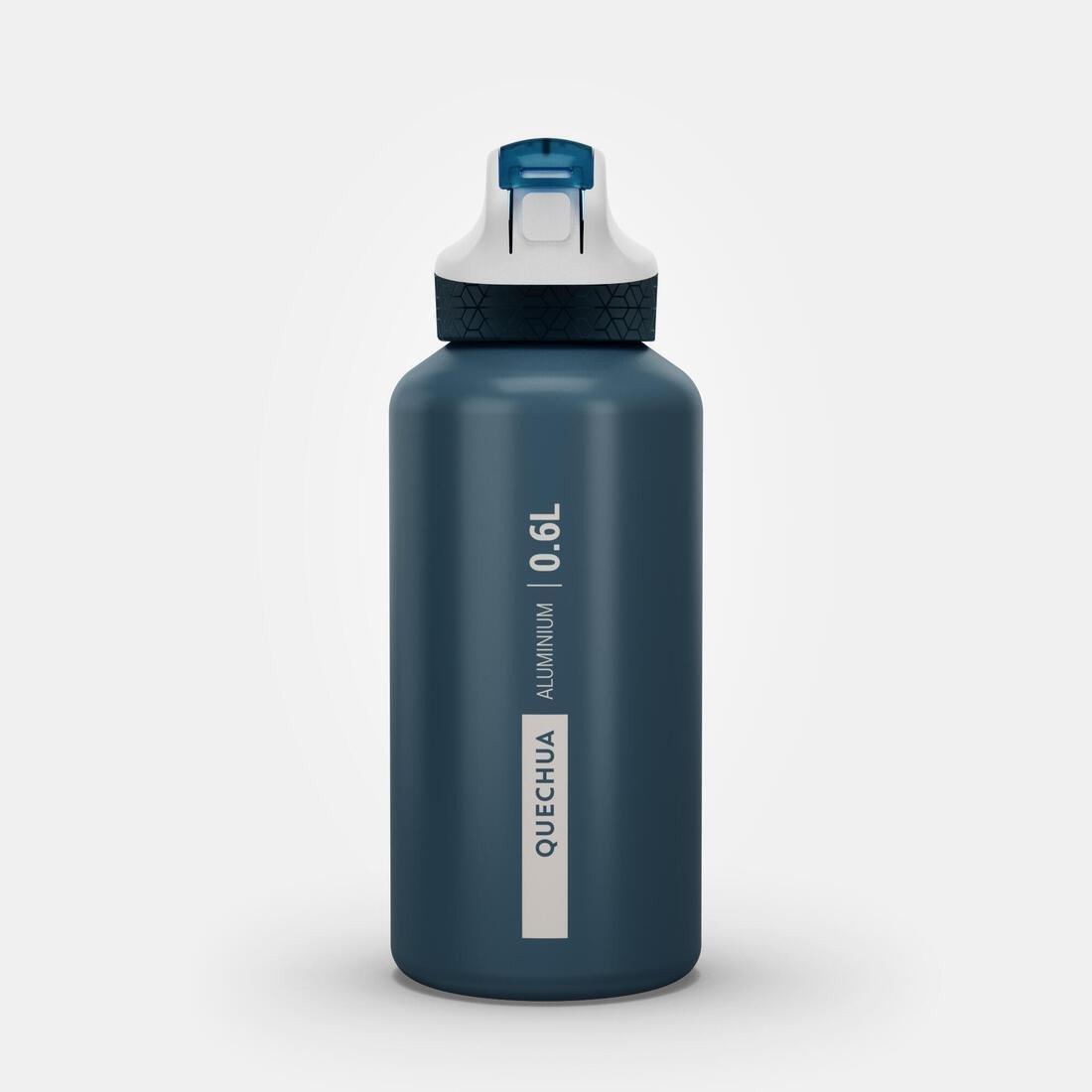 TEAL BLUE 0.6L kids' alum. water flask 500 with instant cap, pipette & straw for hiking, No Color, large image number 7