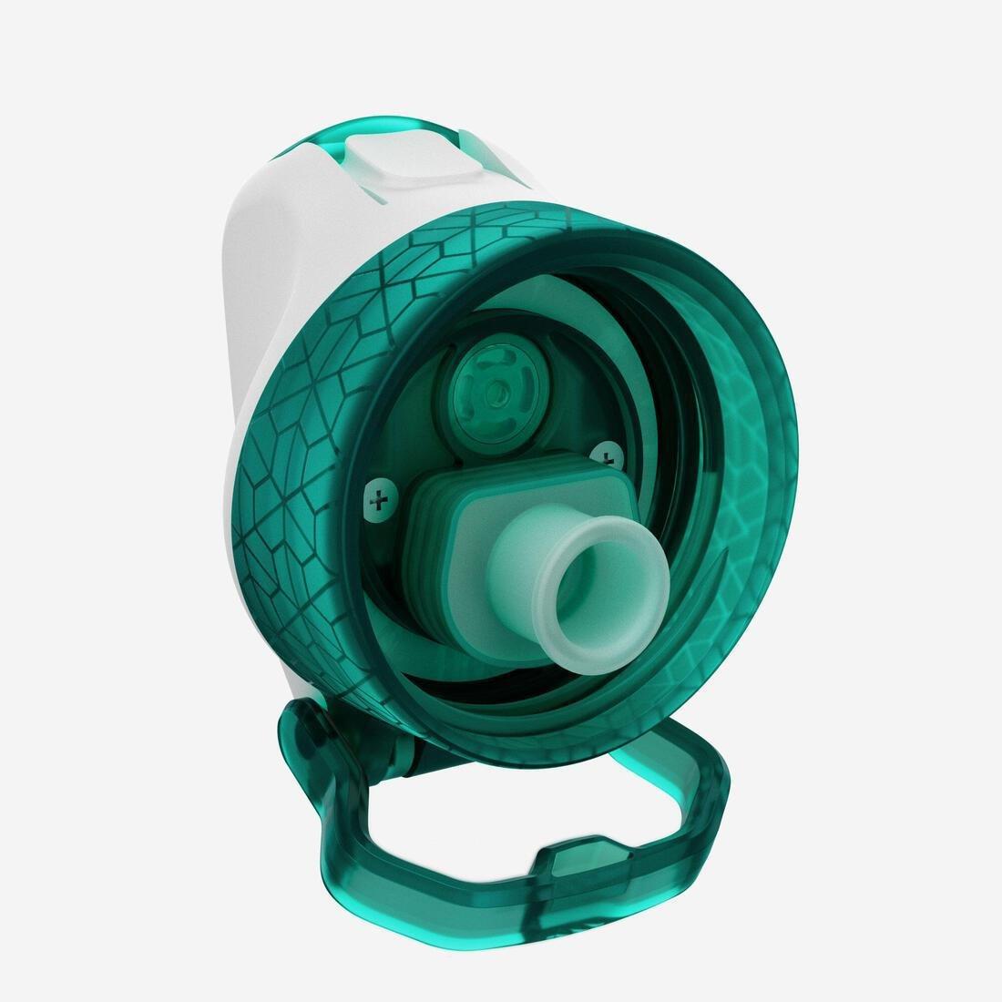 TEAL BLUE 0.6L kids' alum. water flask 500 with instant cap, pipette & straw for hiking, No Color, large image number 8