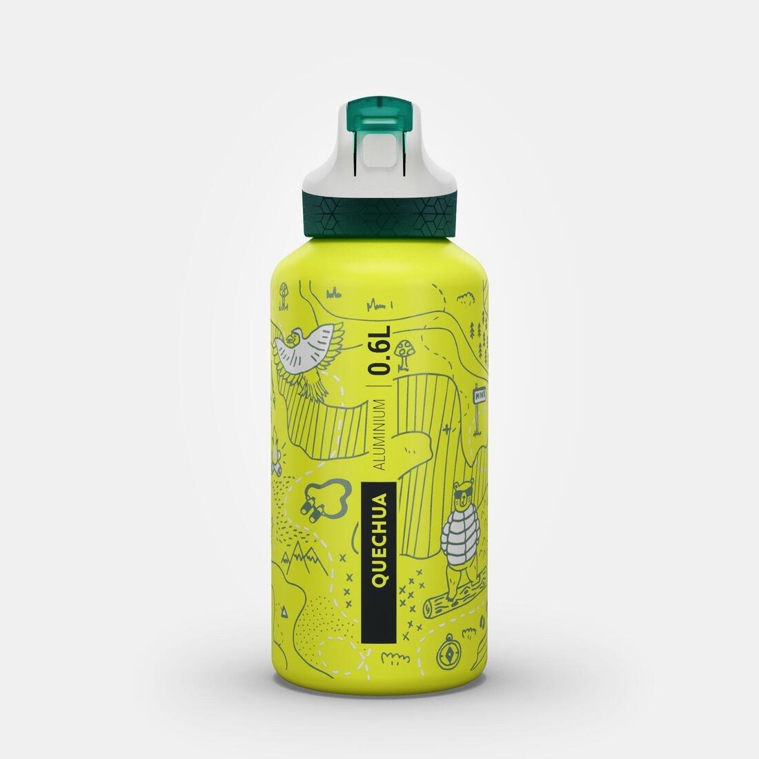 TEAL BLUE 0.6L kids' alum. water flask 500 with instant cap, pipette & straw for hiking, No Color, large image number 11