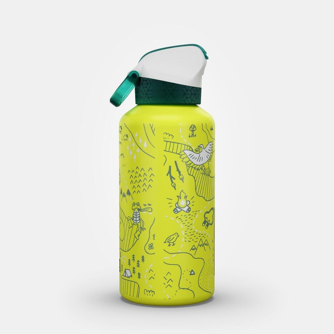 TEAL BLUE 0.6L kids' alum. water flask 500 with instant cap, pipette & straw for hiking, No Color, large image number 13