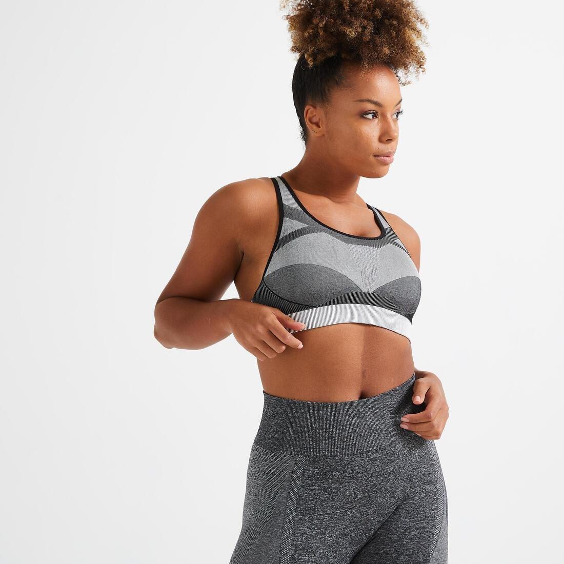 Medium Support Seamless Fitness Sports Bra - 560, Black, No Color, medium