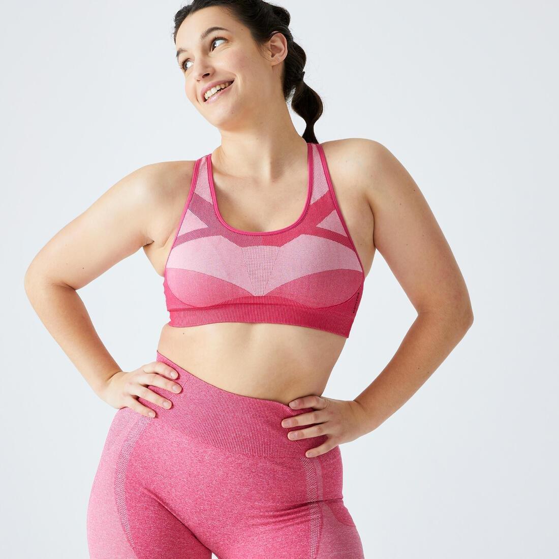 Medium Support Seamless Fitness Sports Bra - 560, Black, No Color, large image number 2