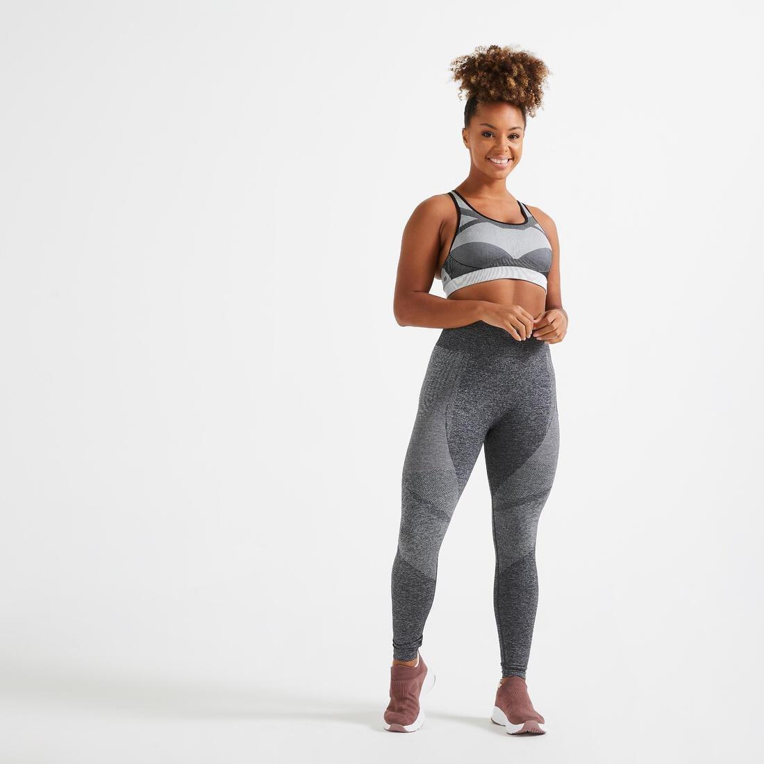 Medium Support Seamless Fitness Sports Bra - 560, Black, No Color, large image number 4