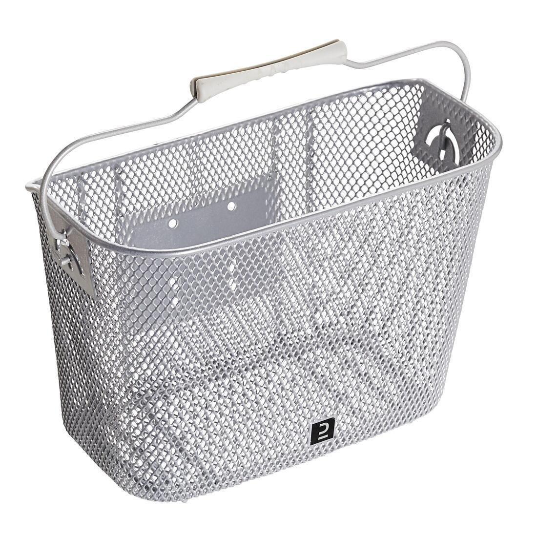 BTWIN - Kids Metal Bike Basket, Grey