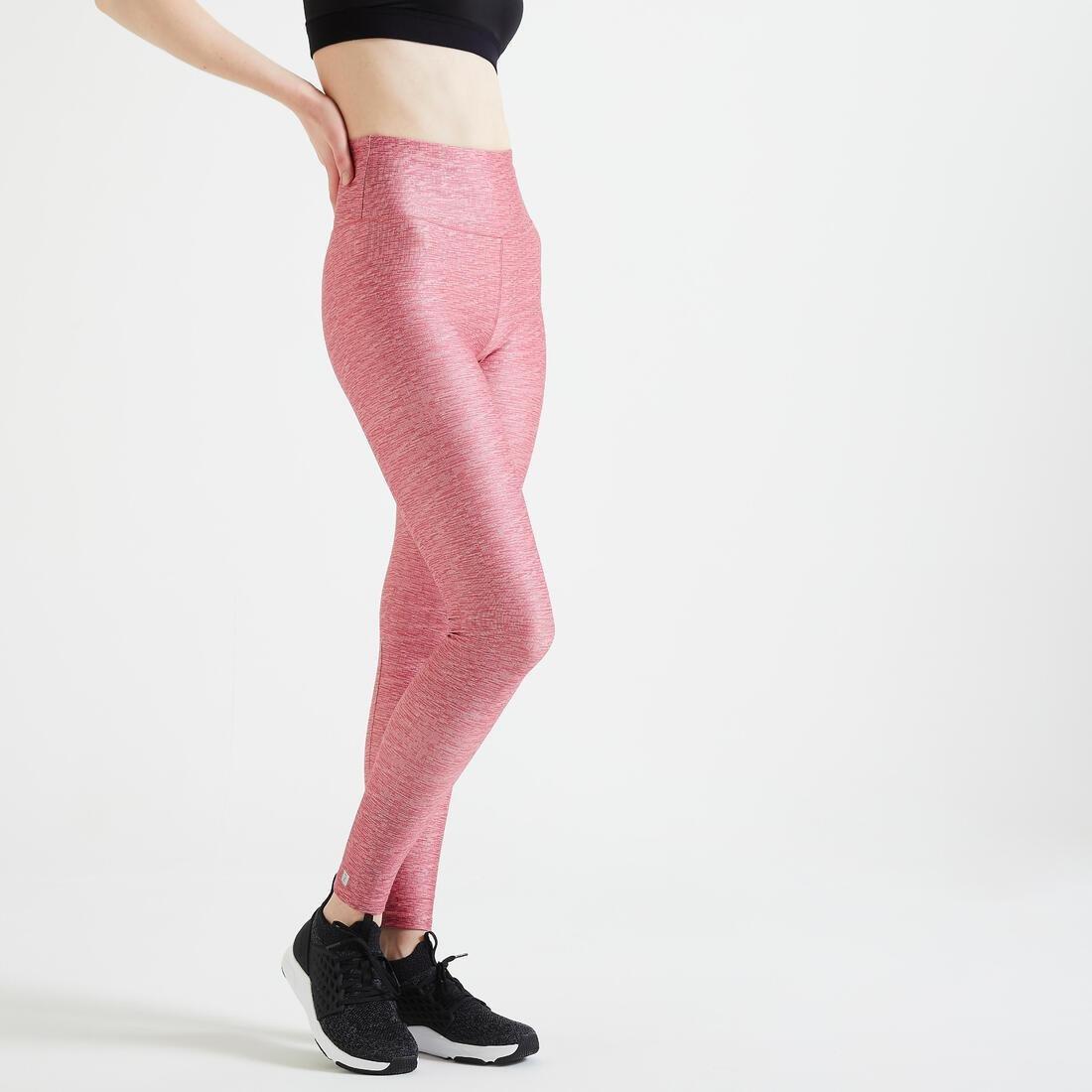 DOMYOS Women High-Waisted Cardio Fitness Leggings, Pink