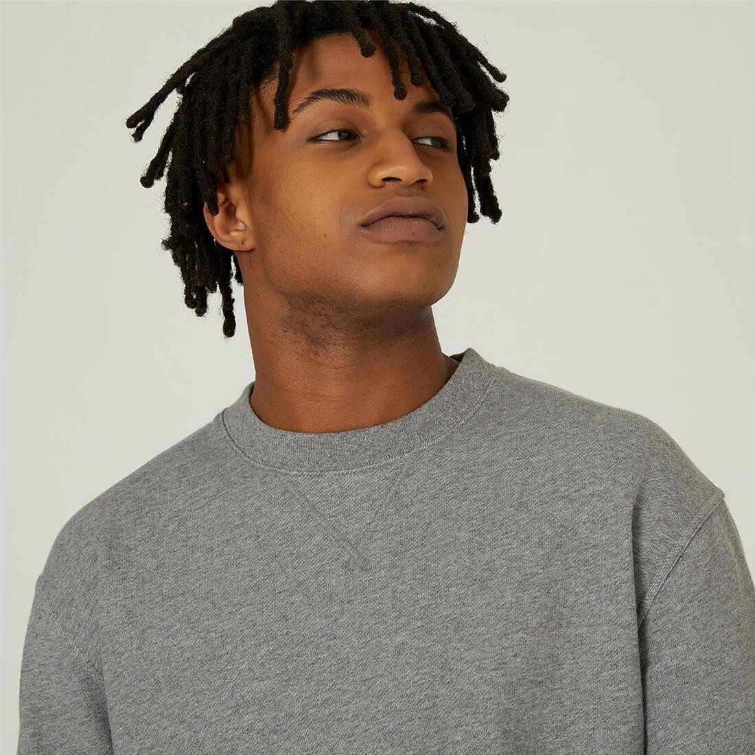 GREY Men's Crew-Neck Fitness Sweatshirt 500 Essentials, , large image number 9