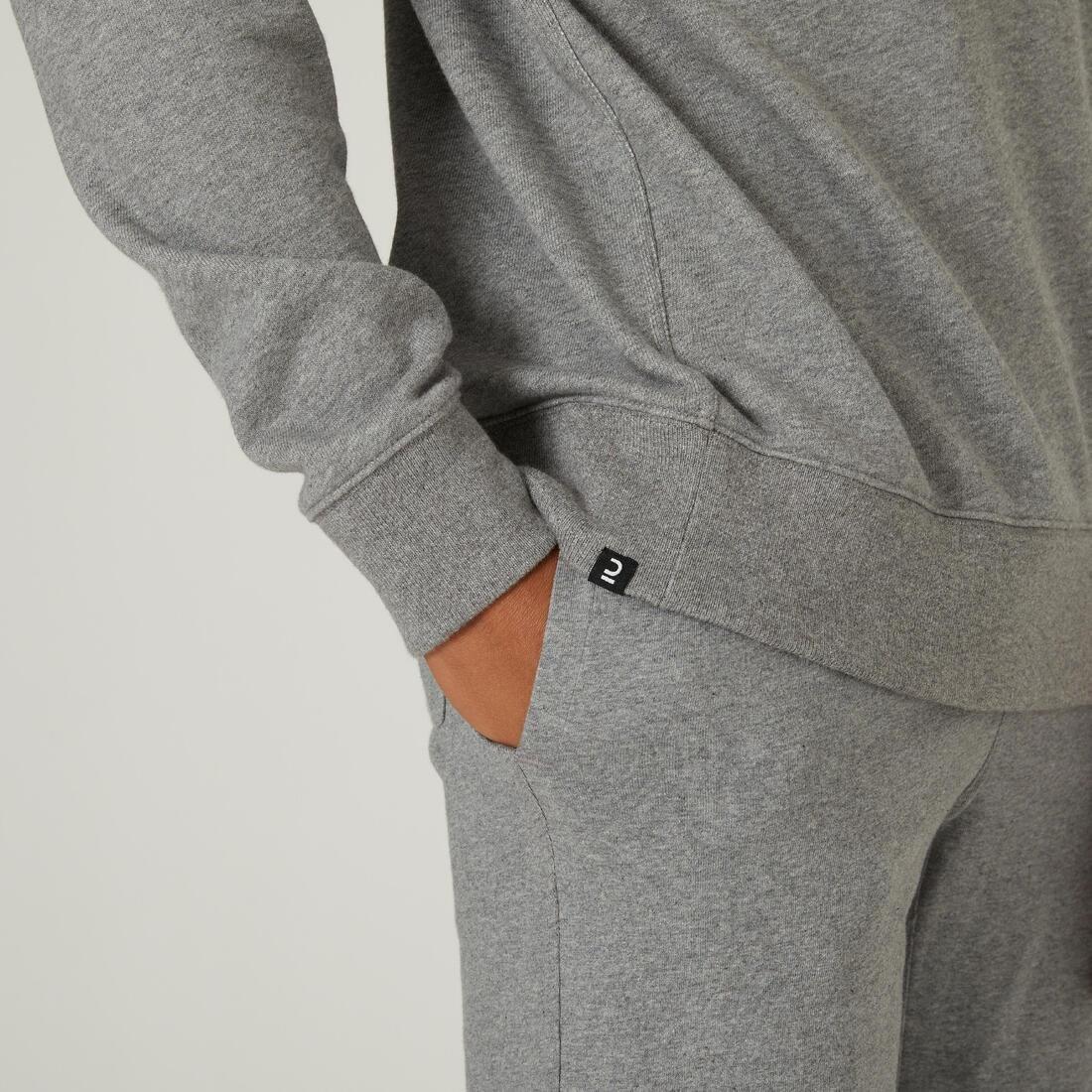 GREY Men's Crew-Neck Fitness Sweatshirt 500 Essentials, , large image number 10