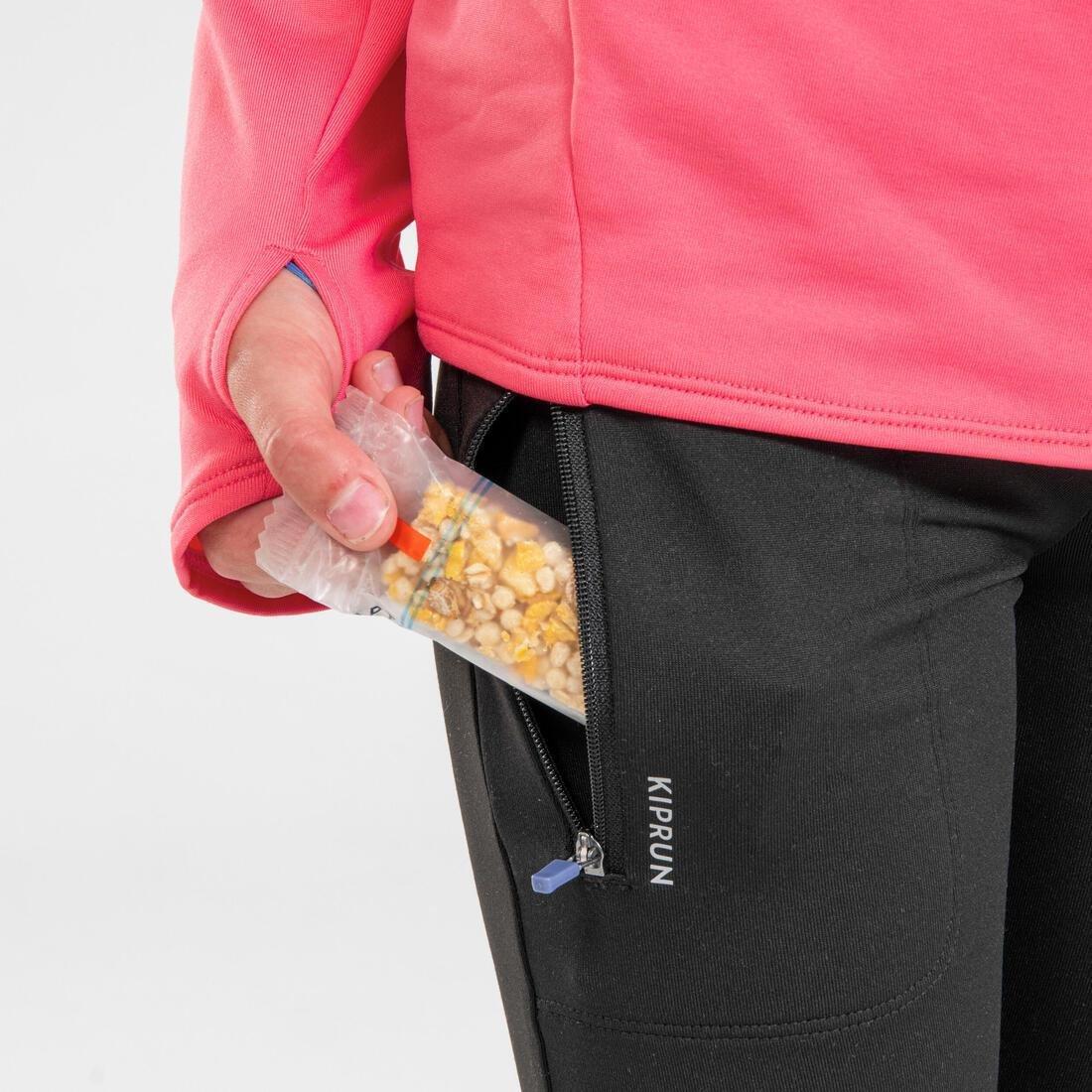 Kids Unisex Warm Running Tights - Kiprun Warm+, Black, No Color, large image number 9