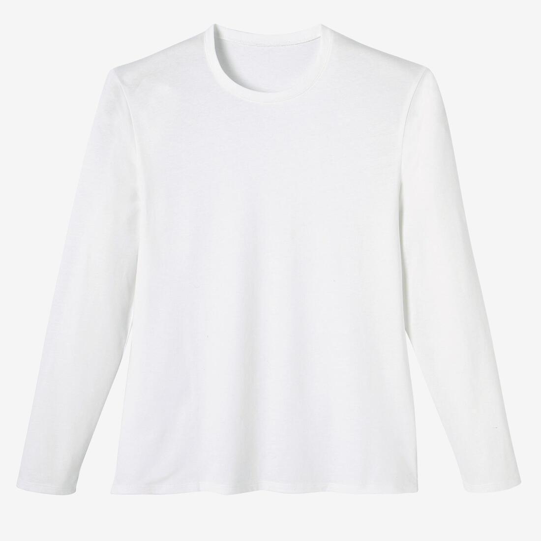 Long-Sleeved Cotton Fitness T-Shirt, White, No Color, large image number 4
