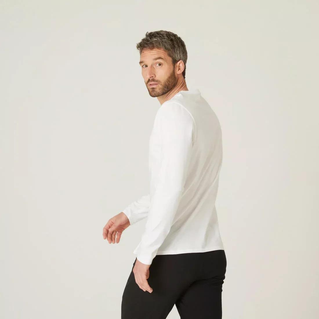 Long-Sleeved Cotton Fitness T-Shirt, White, No Color, large image number 13