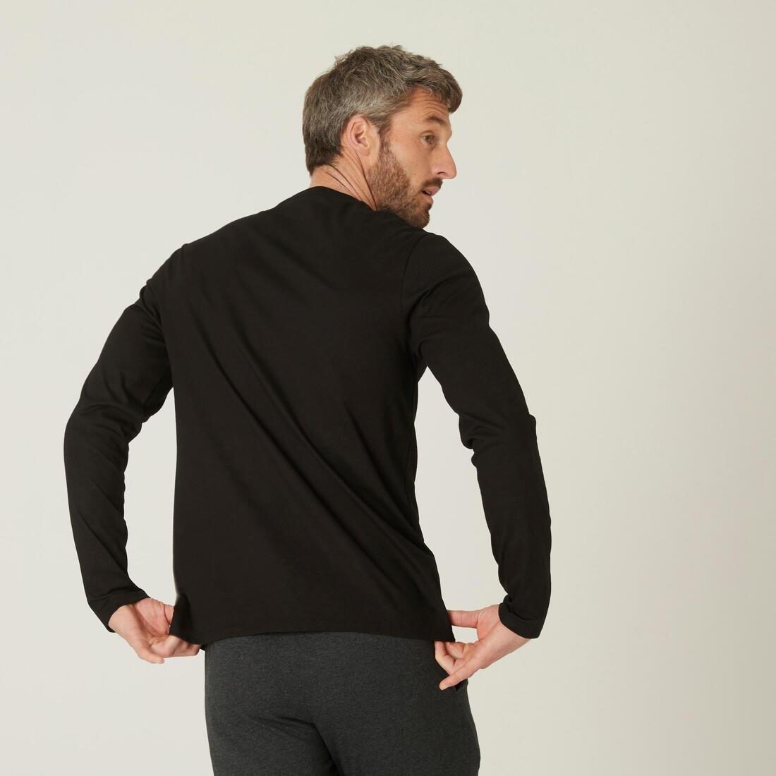 Men Long-Sleeved Fitness T-Shirt 100, Black, , large image number 1