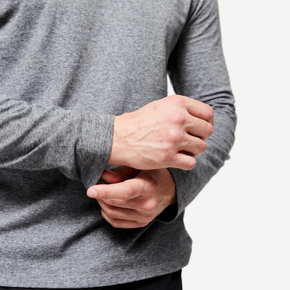 Men Long-Sleeved Fitness T-Shirt 100, Black, No Color, large image number 6