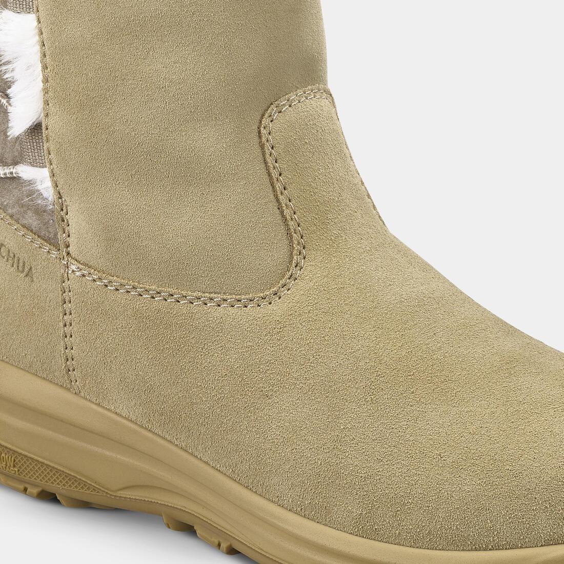 CAPPUCCINO BEIGE Women's warm waterproof snow hiking boots - SH500 leather, , large image number 5