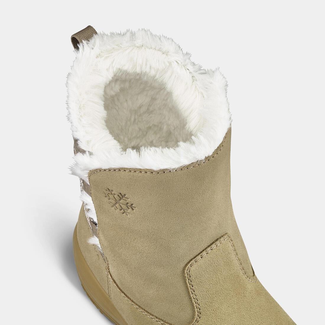 CAPPUCCINO BEIGE Women's warm waterproof snow hiking boots - SH500 leather, , large image number 6