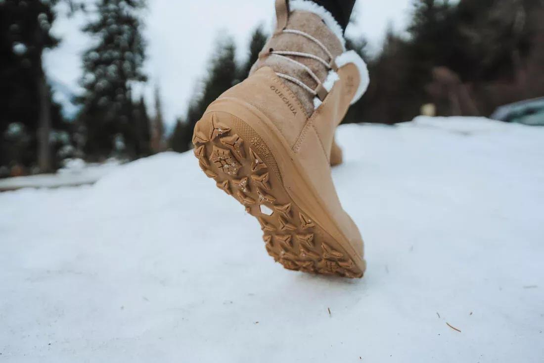 CAPPUCCINO BEIGE Women's warm waterproof snow hiking boots - SH500 leather, , large image number 8