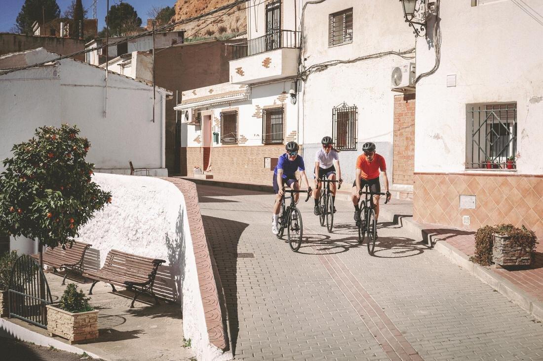 Men Short-Sleeved Road Cycling Summer Jersey Rc100, Black, No Color, medium