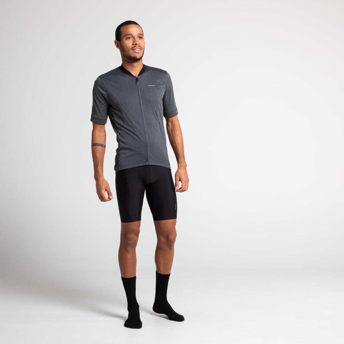 Men Short-Sleeved Road Cycling Summer Jersey Rc100, Black, No Color, large image number 6