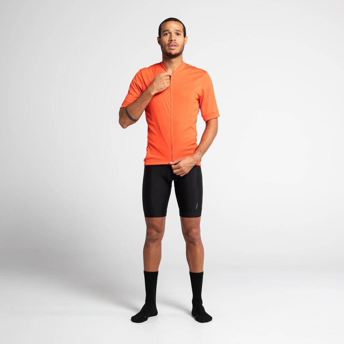 Men Short-Sleeved Road Cycling Summer Jersey Rc100, Black, No Color, medium