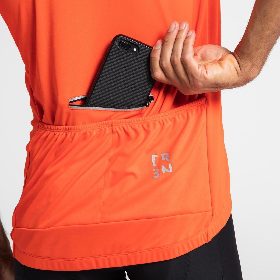 Men Short-Sleeved Road Cycling Summer Jersey Rc100, Black, No Color, medium