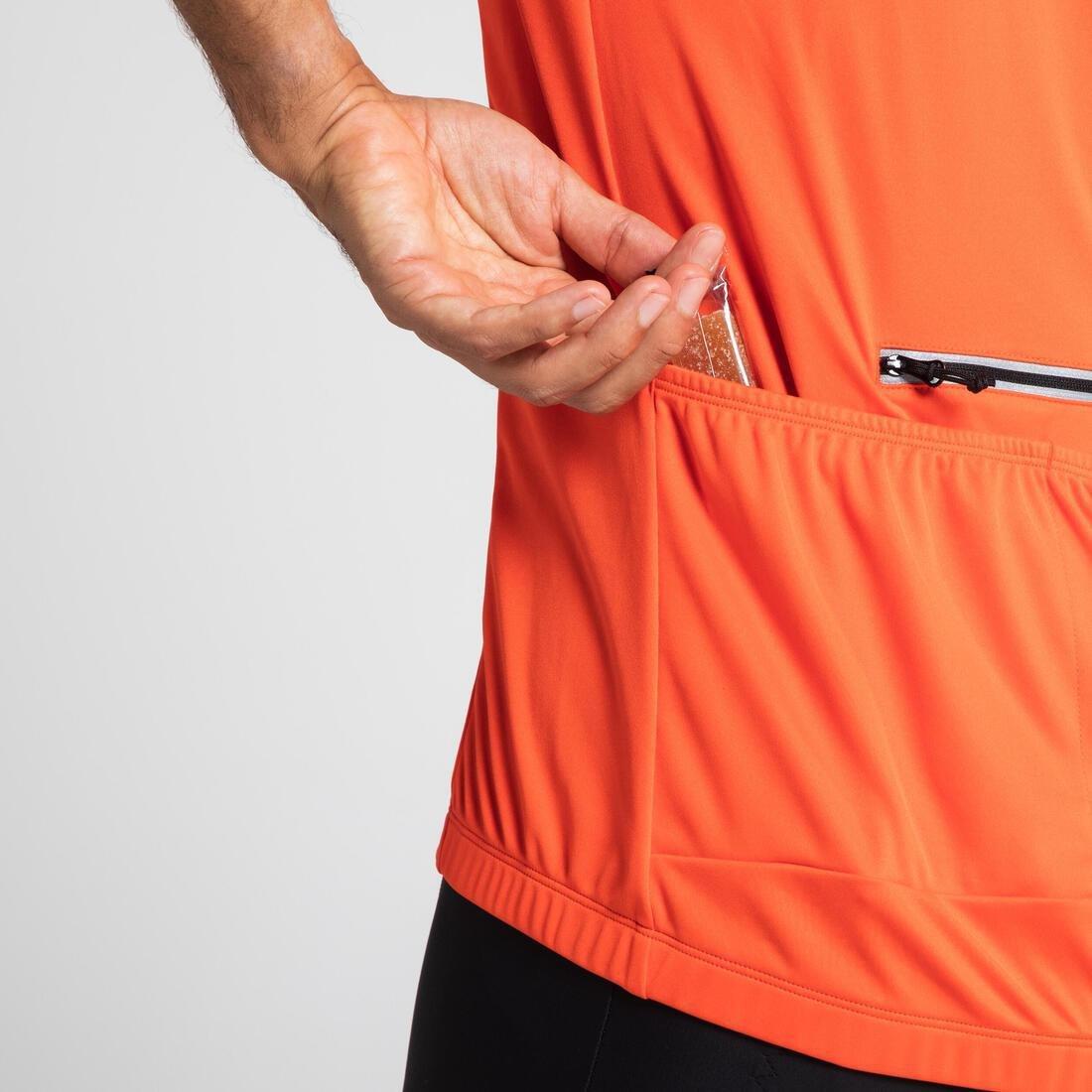 Men Short-Sleeved Road Cycling Summer Jersey Rc100, Black, No Color, medium