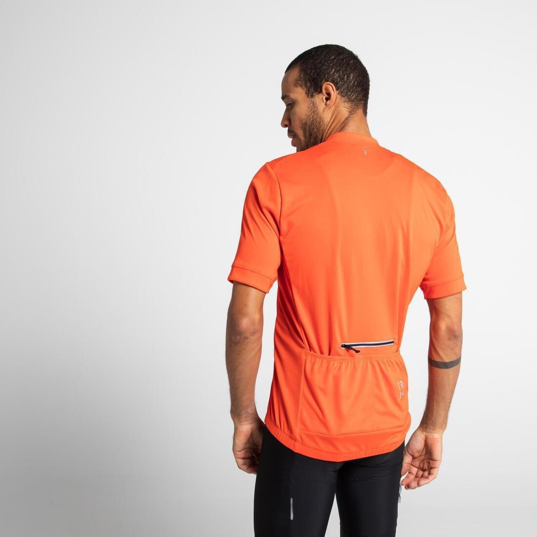 Men Short-Sleeved Road Cycling Summer Jersey Rc100, Black, No Color, medium