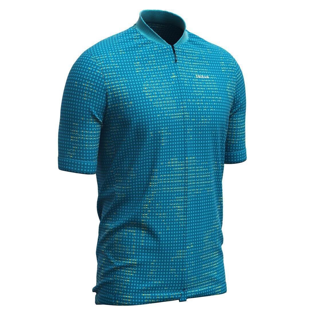Men Short-Sleeved Road Cycling Summer Jersey Rc100, Turquoise, , large