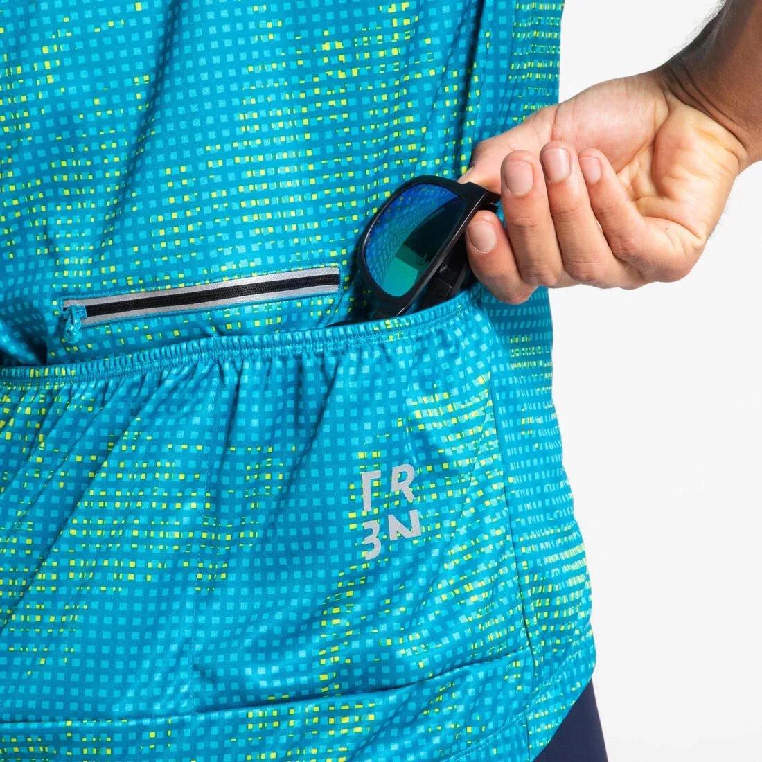 Men Short-Sleeved Road Cycling Summer Jersey Rc100, Turquoise, No Color, large image number 4