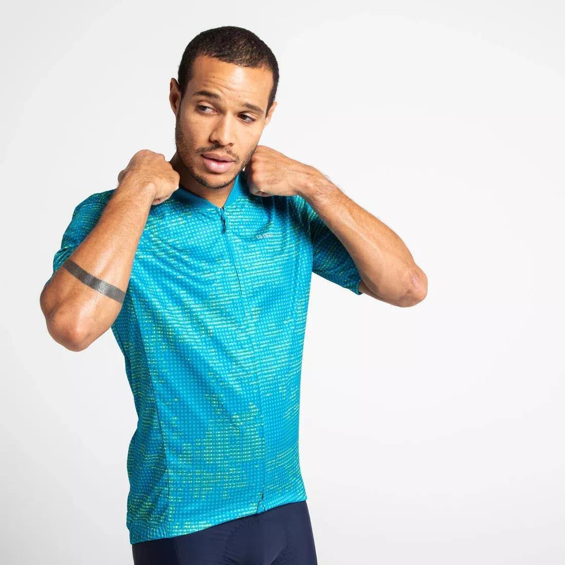 Men Short-Sleeved Road Cycling Summer Jersey Rc100, Turquoise, No Color, large image number 5