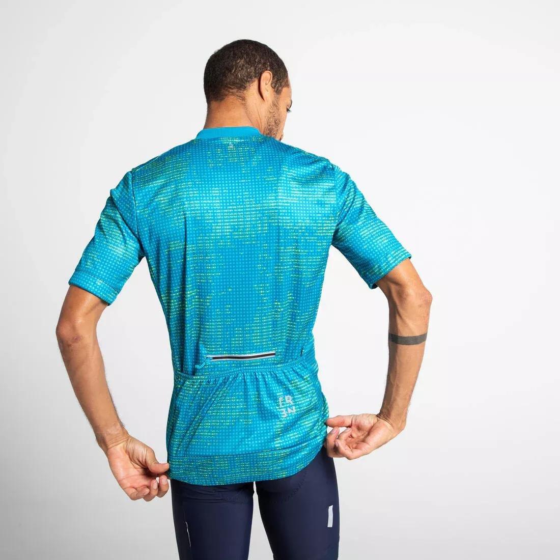 Men Short-Sleeved Road Cycling Summer Jersey Rc100, Turquoise, No Color, large image number 6