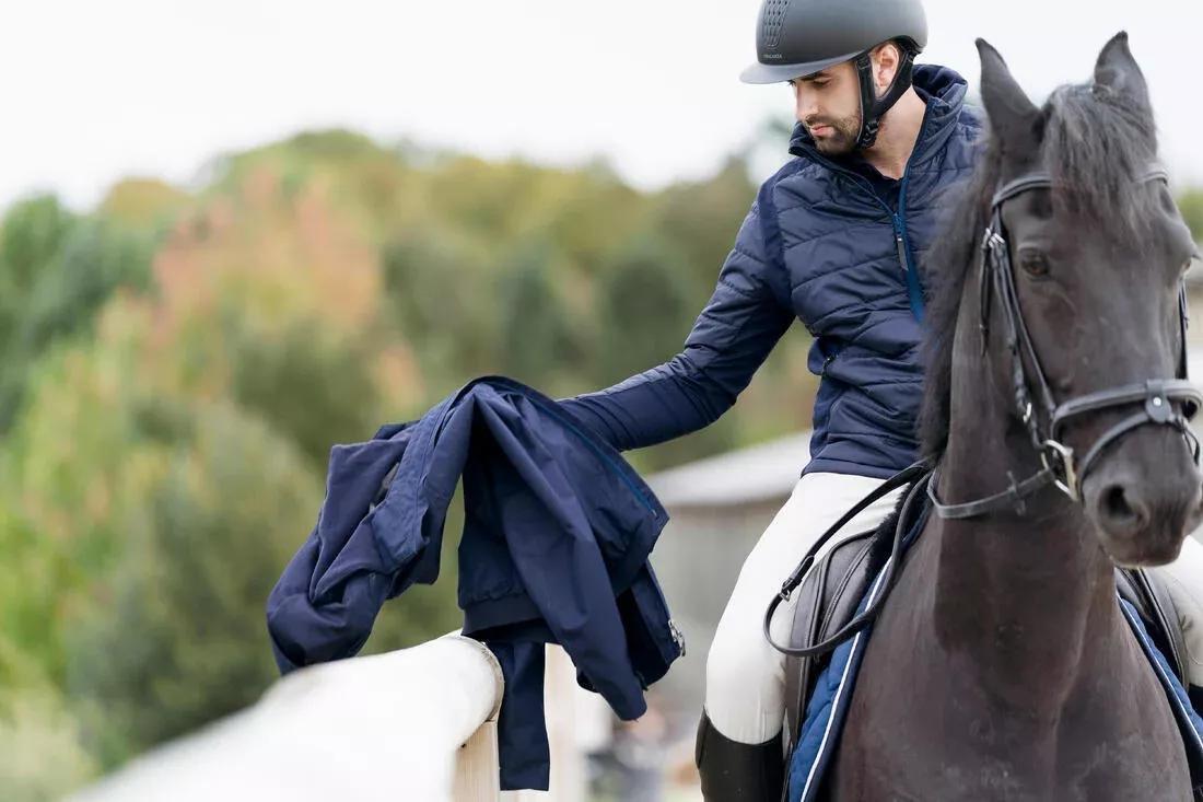 Men's Horse Riding Light Padded Jacket - Blue Black/Dark Blue, asphalt blue, , large image number 3