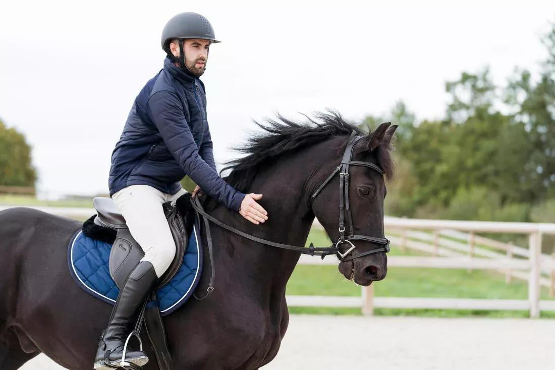Men's Horse Riding Light Padded Jacket - Blue Black/Dark Blue, asphalt blue, , large image number 4