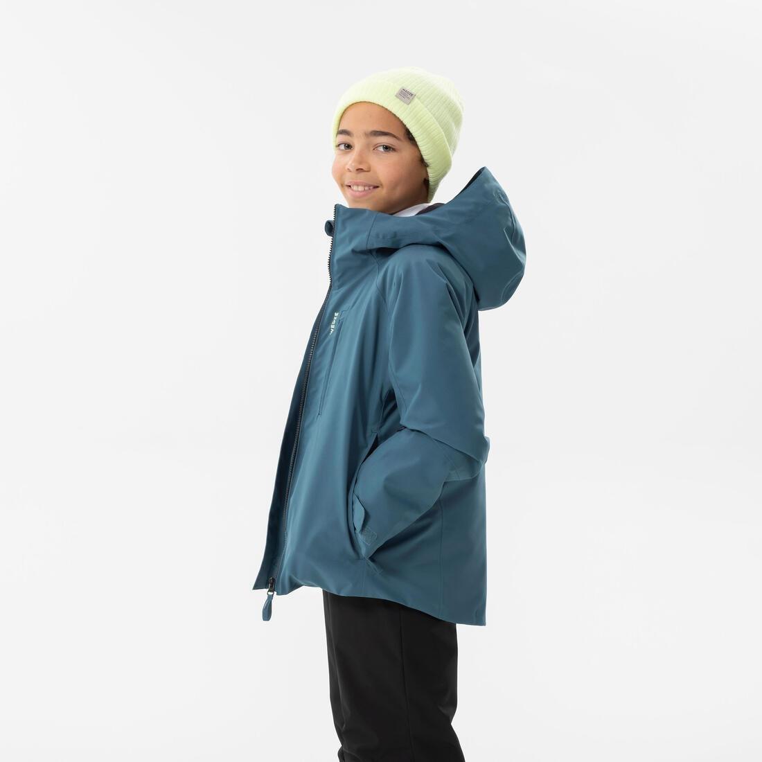 Kids Warm And Waterproof Ski Jacket 550, Blue, No Color, large image number 2