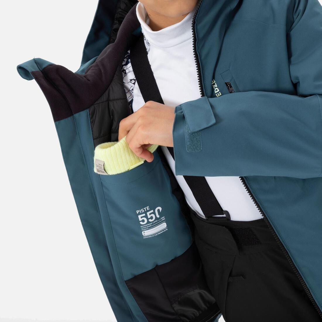 Kids Warm And Waterproof Ski Jacket 550, Blue, No Color, large image number 6