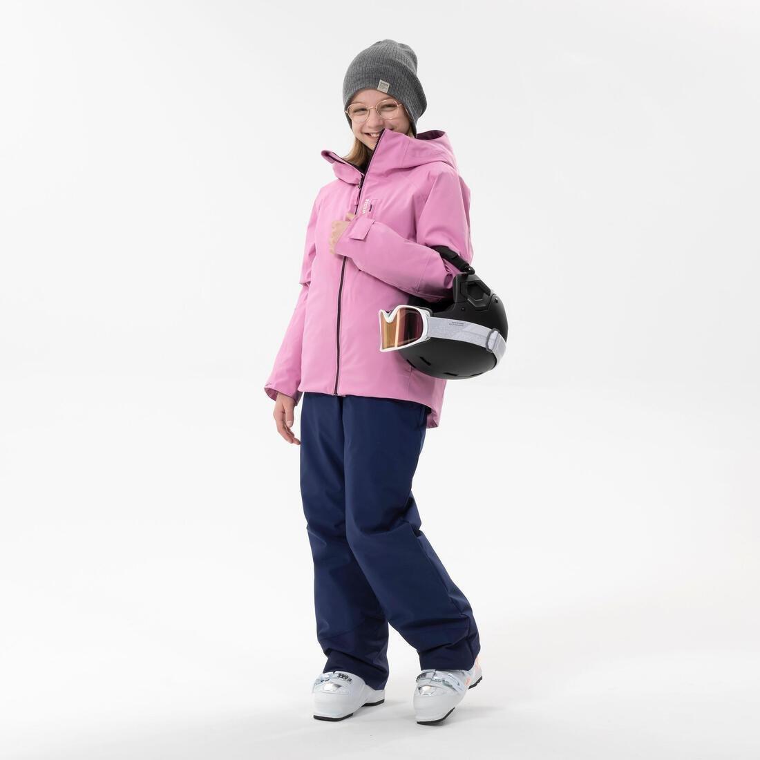 Kids Girls Warm And Waterproof Ski Jacket 550, Pink, No Color, large image number 10
