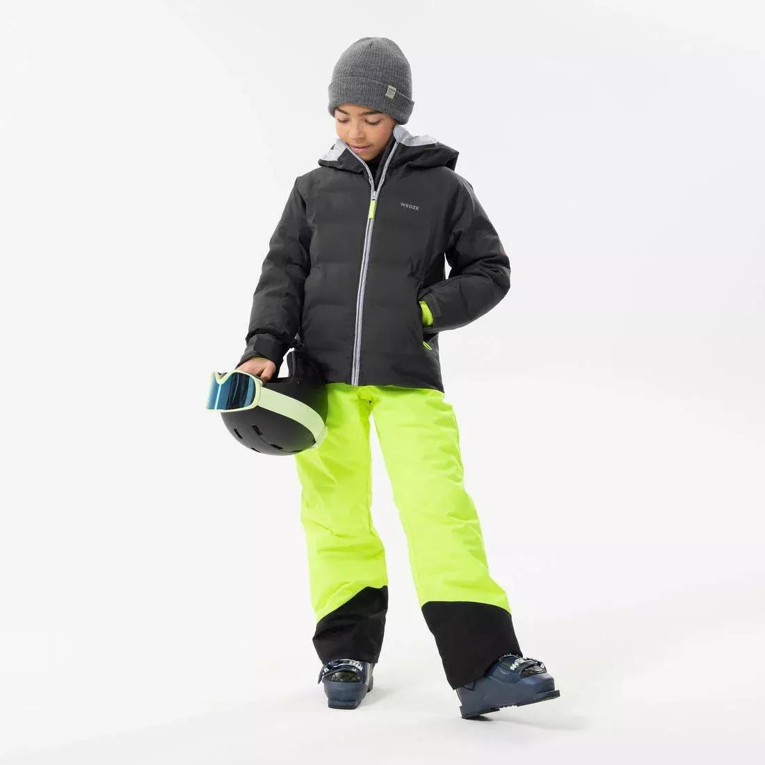 CHILDREN'S WARM AND WATERPROOF SKI TROUSERS  -500 PNF, fluo neon yellow, , large image number 5