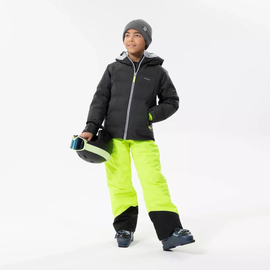 CHILDREN'S WARM AND WATERPROOF SKI TROUSERS  -500 PNF, fluo neon yellow, , large image number 6