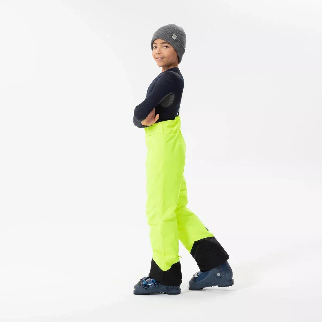 CHILDREN'S WARM AND WATERPROOF SKI TROUSERS  -500 PNF, fluo neon yellow, , large image number 7
