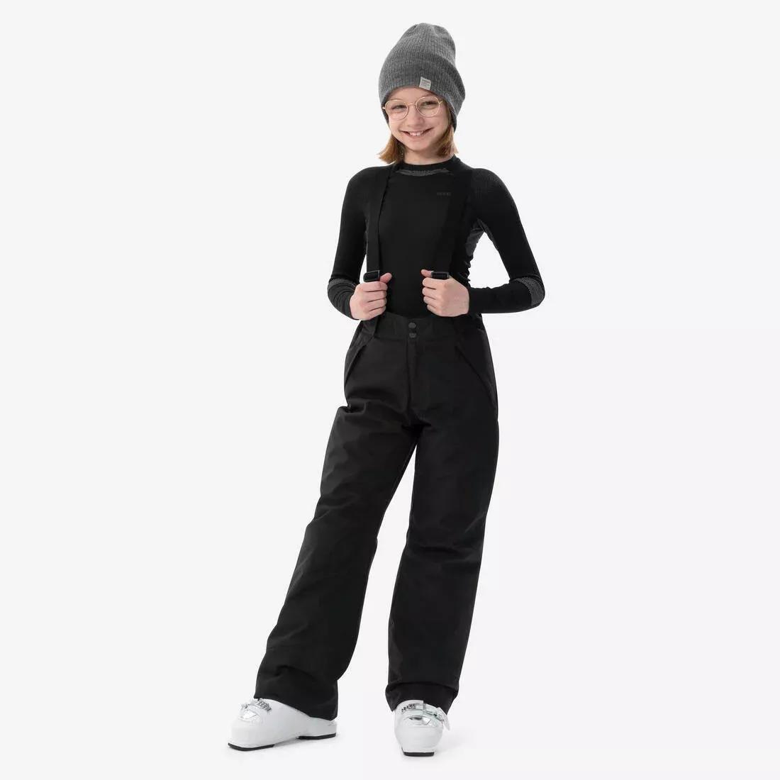 Kids Unisex Waterproof Ski Trousers - Warm 500 PNF - 6-14 years, Black, No Color, medium